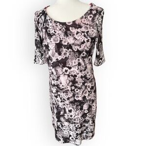 Nally & Millie Black and White Floral Print Pullover Dress Size M